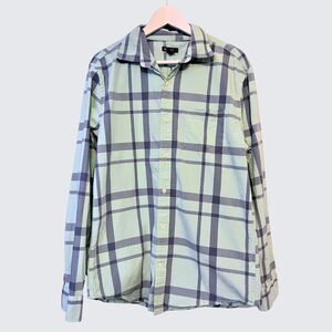 Slim Fit Sea Green & Blue Plaid Button-Up | The Gap Mens